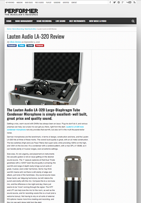 Lauten Audio LA-320 - Review by PerformerMag